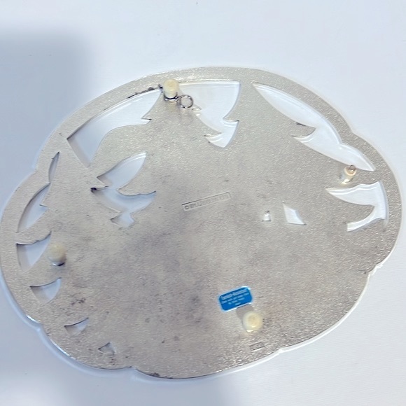 Silverplate Enamel Swan Holiday Trivet - Picture 5 of 6